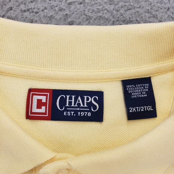 Chaps Shirt Mens 2XLT Tall Yellow Polo‎ Golf Logo Classiccore Outdoors Casual - Picture 8 of 12